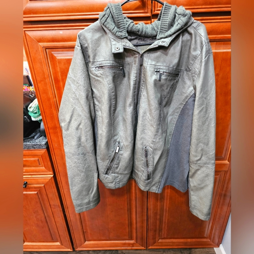Maurices Gray Faux Leather Coat #212